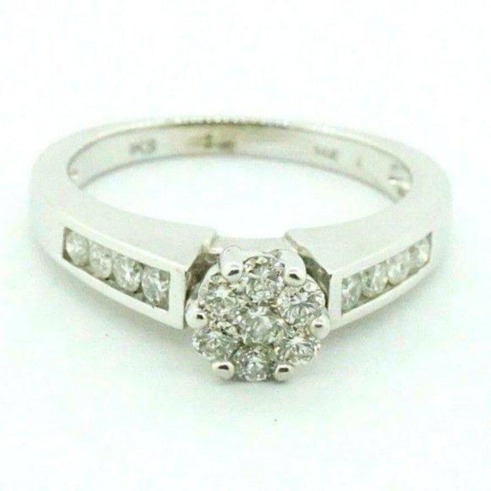 14k White Gold Diamond Engagement Ring Estate Sale Vintage Style Size 7 0.65ct